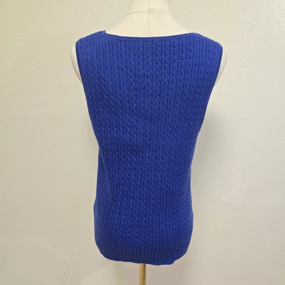 Lauren Ralph Lauren Vest Square Neck Cable Knit Size XL